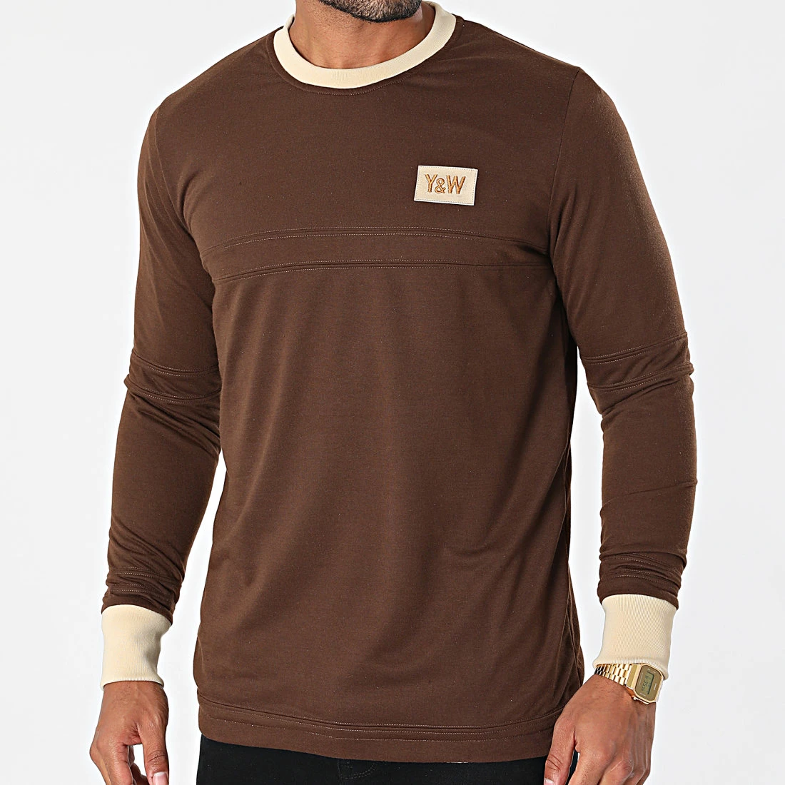 Sortie 🎁 Sweat Crewneck Réversible Marron Beige de Y et W 🔔 2 Sortie 🎁 Sweat Crewneck Réversible Marron Beige de Y et W 🔔 – Image 2