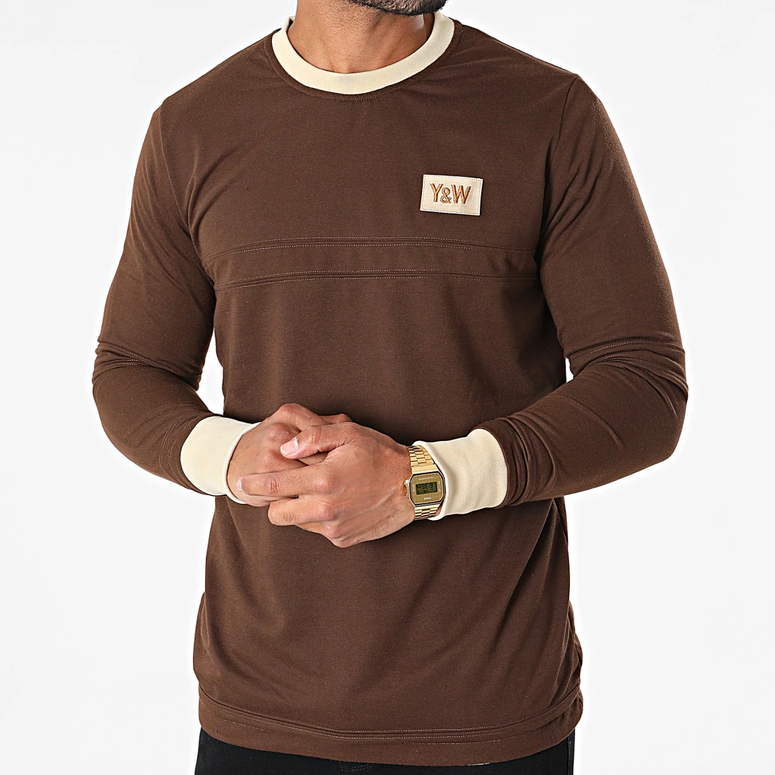 Sortie 🎁 Sweat Crewneck Réversible Marron Beige de Y et W 🔔 4 Sortie 🎁 Sweat Crewneck Réversible Marron Beige de Y et W 🔔 – Image 4