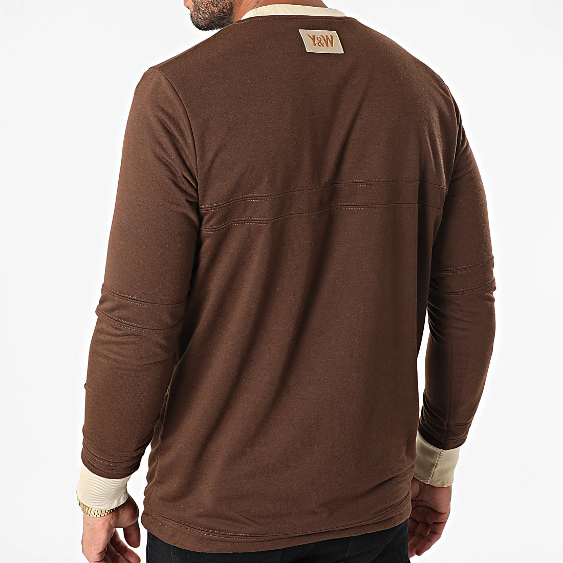 Sortie 🎁 Sweat Crewneck Réversible Marron Beige de Y et W 🔔 5 Sortie 🎁 Sweat Crewneck Réversible Marron Beige de Y et W 🔔 – Image 5