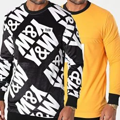 Meilleur prix 😍 Sweat Crewneck Réversible Orange Blanc Noir de Y et W ❤️