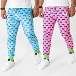 Meilleure vente ✨ Pantalon Jogging Réversible Rose Bleu de Y et W 🛒
