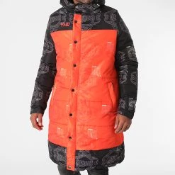 Bon marché 🎉 Doudoune Capuche Longue Réversible Noir Orange de Y et W 🎁 -Tenue De Sport Soldes y et w 281832 DOUDOUNE LONGUE REVERSIBLE BLACK 20210901T162636 04