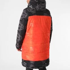 Bon marché 🎉 Doudoune Capuche Longue Réversible Noir Orange de Y et W 🎁 -Tenue De Sport Soldes y et w 281832 DOUDOUNE LONGUE REVERSIBLE BLACK 20210901T162637 05