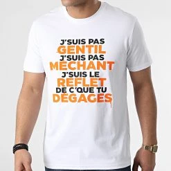 Meilleure affaire 👏 Tee 👚 Shirt Gentil Méchant Blanc Orange de Y et W 👏