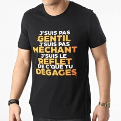 Meilleure vente 🎁 Tee 👚 Shirt Gentil Méchant Noir Orange de Y et W ⭐