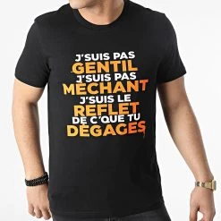 Meilleure vente 🎁 Tee 👚 Shirt Gentil Méchant Noir Orange de Y et W ⭐ -Tenue De Sport Soldes y et w 307963 GUIZMO TS GENTILMECHANT NOIORA 20220308T121253 03