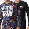 Meilleure vente 💯 Tee 👕 Shirt Manches Longues Réversible Flower Noir de Y et W 🎉