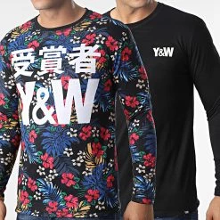 Meilleure vente 💯 Tee 👕 Shirt Manches Longues Réversible Flower Noir de Y et W 🎉