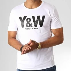 Remise 🔔 Tee 👚 Shirt Logo Blanc Noir de Y et W ✔️ -Tenue De Sport Soldes y et w 39103 YW TS LOGO BLC 20190814T103434 04
